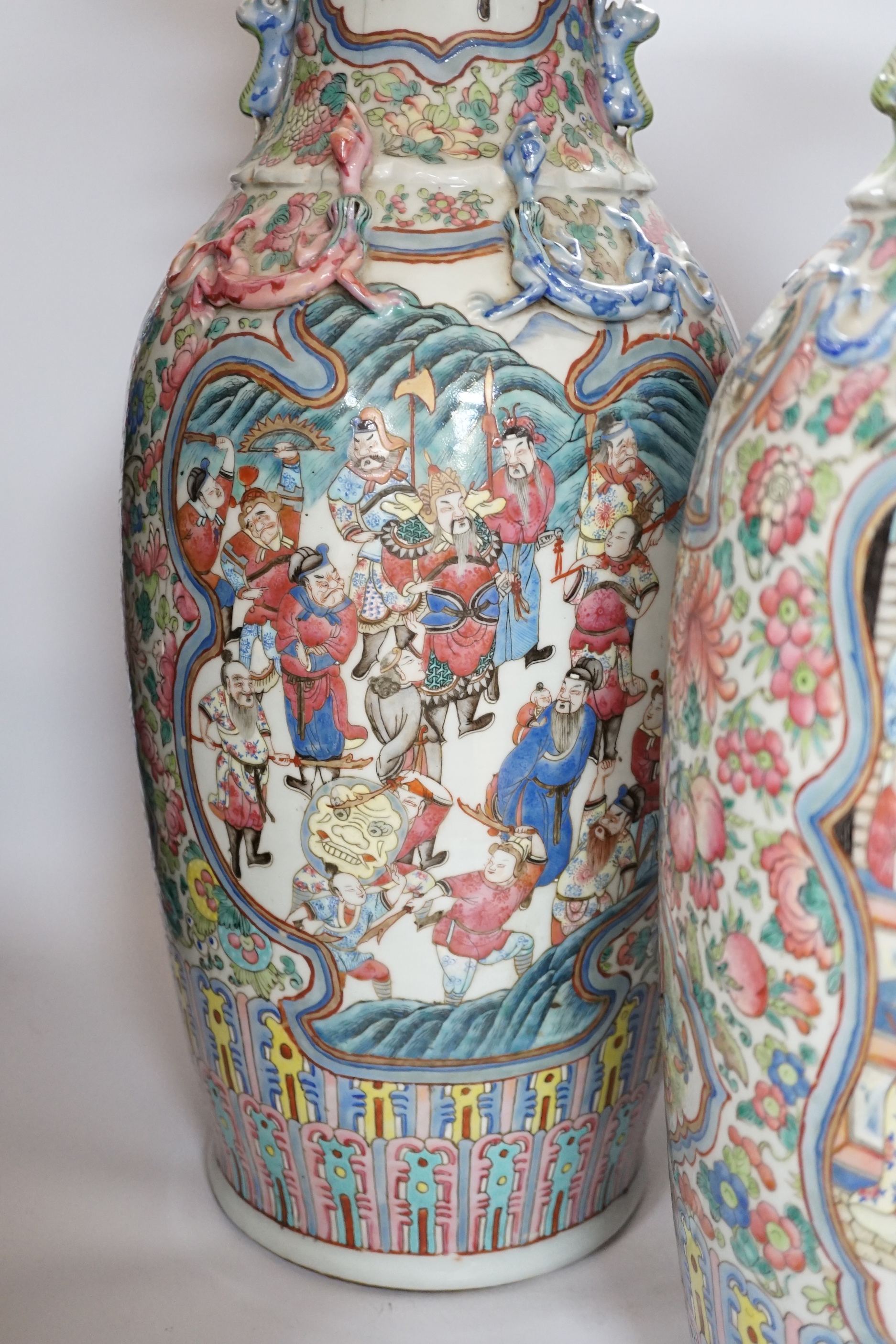 A pair of large 19th century Chinese famille rose vases, 64cm high
